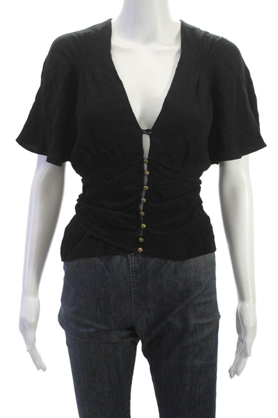 Twelfth Street by Cynthia Vincent Womens Black Rayon Blouse Buttonup Size 8