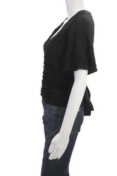 Twelfth Street by Cynthia Vincent Womens Black Rayon Blouse Buttonup Size 8