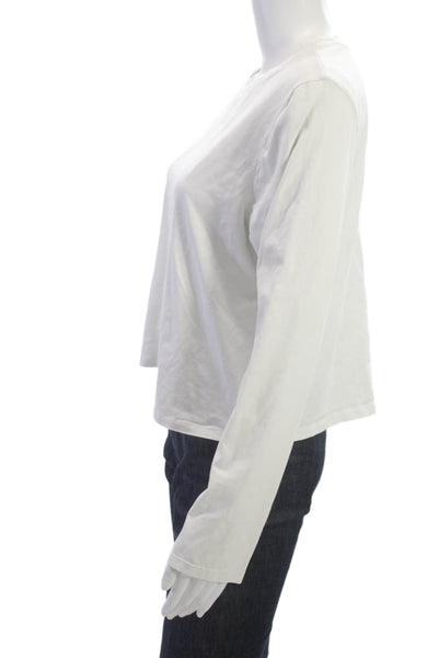 Lululemon Women Basic T-Shirt White Crew Neck Long Sleeve Poly Spandex Size 8