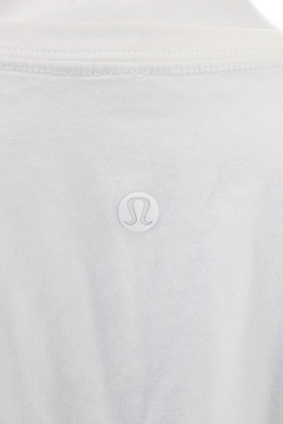 Lululemon Women Basic T-Shirt White Crew Neck Long Sleeve Poly Spandex Size 8