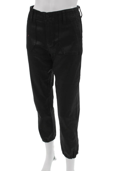 Paige Unisex Jogger Pants Black Button Mid Rise Size 29