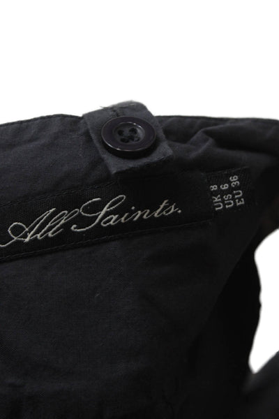 Allsaints Womens Peasant Mini Black Cotton Skirt Size 6