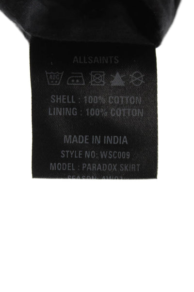 Allsaints Womens Peasant Mini Black Cotton Skirt Size 6
