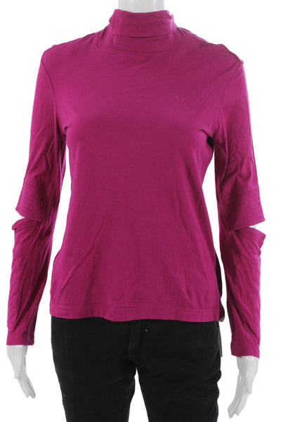 Adidas Womens Basic Pink Mock Neck Long Sleeve Top Cotton Size S