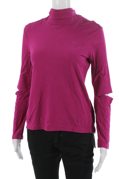 Adidas Womens Basic Pink Mock Neck Long Sleeve Top Cotton Size S
