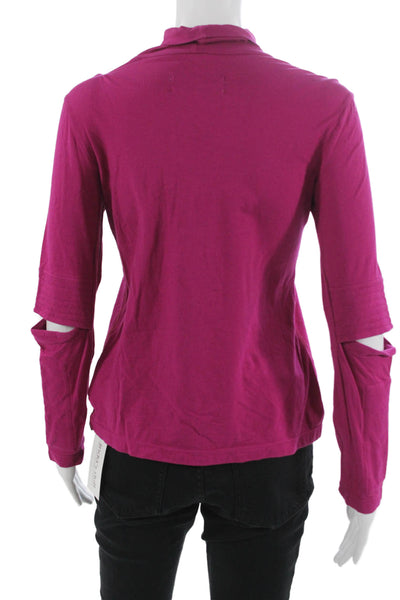 Adidas Womens Basic Pink Mock Neck Long Sleeve Top Cotton Size S