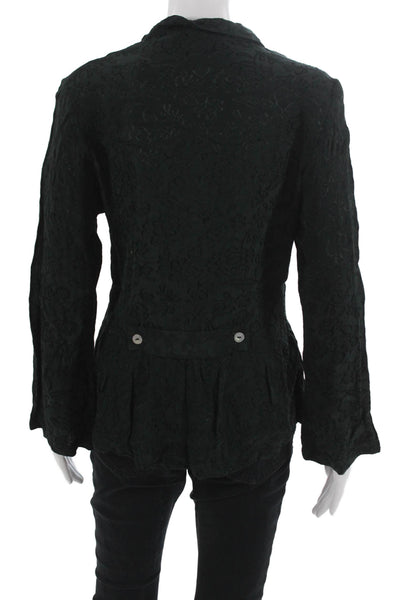 Bryn Walker Women Black Floral Collared Button Up Blouse Long Sleeve Size 2