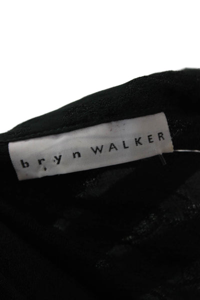 Bryn Walker Women Black Floral Collared Button Up Blouse Long Sleeve Size 2