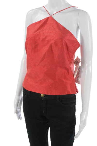Muse Womens Silk Red Camisole Sleeveless Solid Zip Spring Size 4