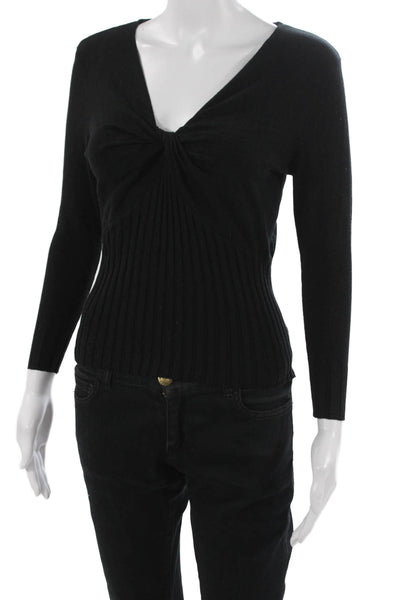 nicole by Nicole Miller Womens Pullover Sweater Black VNeck Long Sleeve Size XS