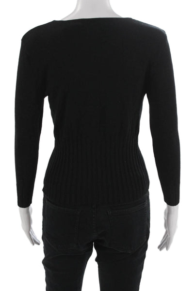 nicole by Nicole Miller Womens Pullover Sweater Black VNeck Long Sleeve Size XS