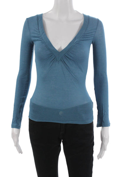 Free People Womens Bohemian Silk V Neck Long Sleeve Top Size XS