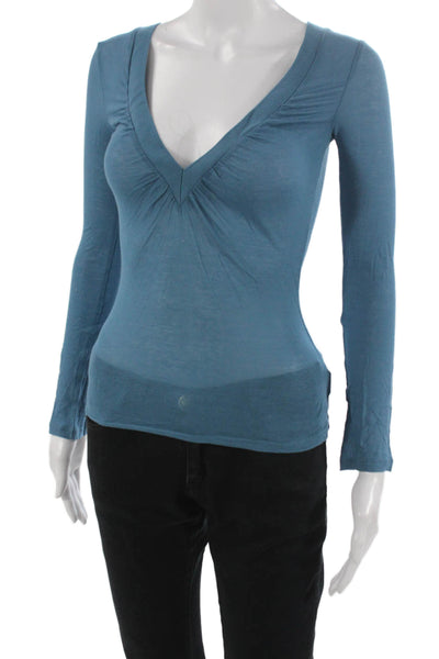 Free People Womens Bohemian Silk V Neck Long Sleeve Top Size XS