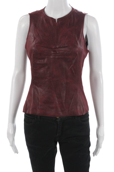 Beauty Mark Womens Red Biker Tank Top Round Neck Solid Polyester Spandex Size 4