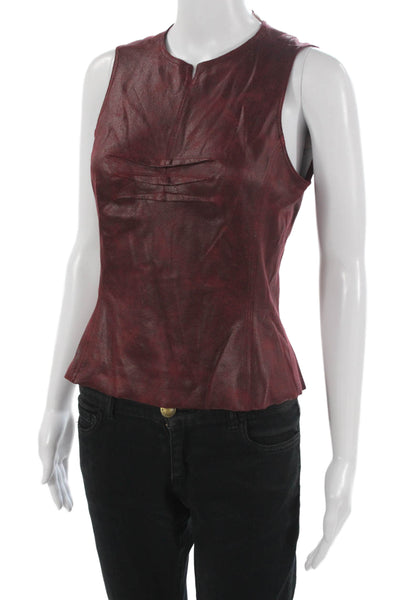 Beauty Mark Womens Red Biker Tank Top Round Neck Solid Polyester Spandex Size 4