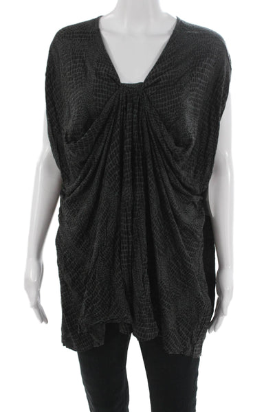 By Malene Birger Womens Black Animal Print V Neck Tunic Viscose Size 2XS