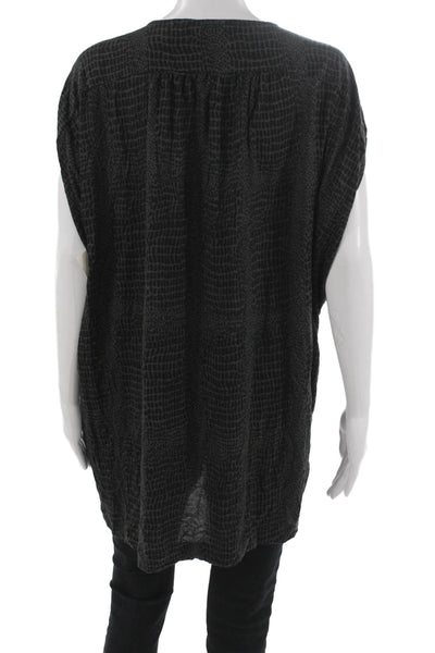 By Malene Birger Womens Black Animal Print V Neck Tunic Viscose Size 2XS