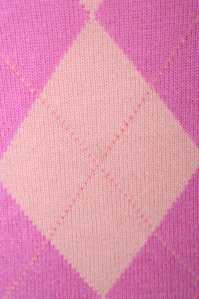 J Crew Women Basic Pink Argyle Crew Neck Cotton Short Sleeve T-Shirt Size XS