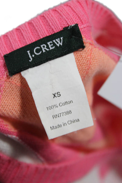 J Crew Women Basic Pink Argyle Crew Neck Cotton Short Sleeve T-Shirt Size XS