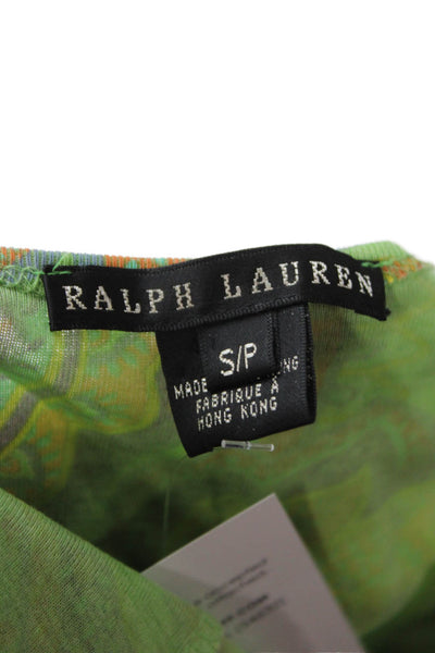 Ralph Lauren Black Label Women Paisley Square Neck Tee Petite Size S