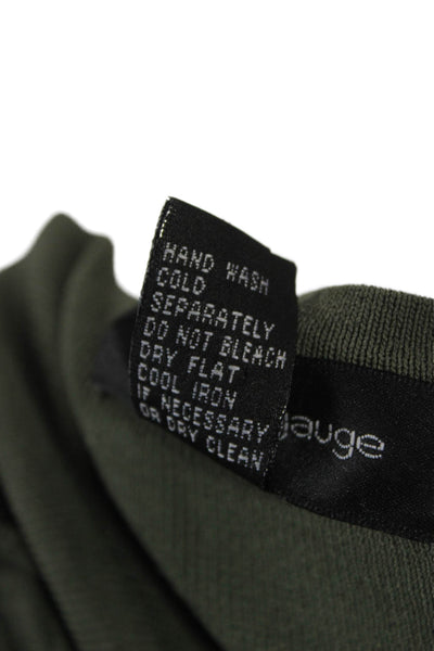 Cable & Gauge Women Green 3/4 Sleeve Round Neck Silk Rayon Top Size S