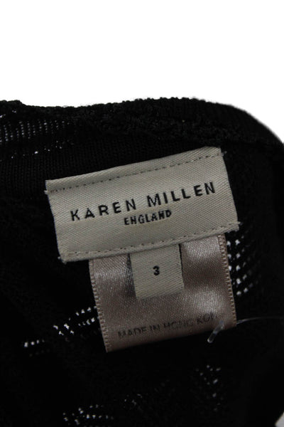 Karen Millen Unisex Cardigan Black Long Sleeve Crew Neck Wool Blend Size 3