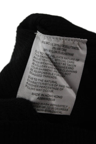 Karen Millen Unisex Cardigan Black Long Sleeve Crew Neck Wool Blend Size 3