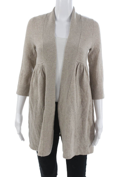 Christopher Fischer Unisex Cardigan 100% Cashmere Beige 3/4 Sleeve Size S