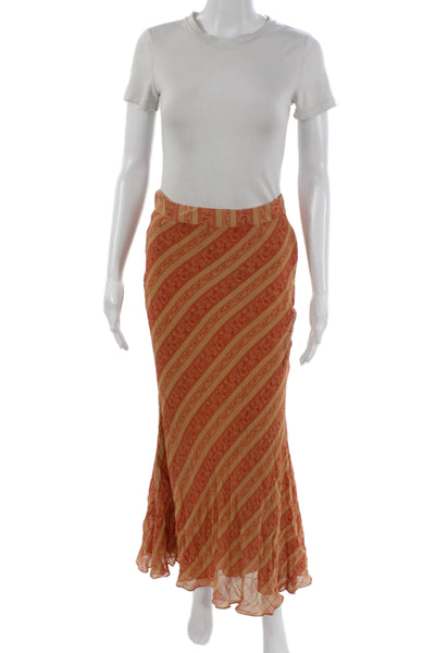 Elizabeth & James Women Beige Paisley Maxi Trumpet Skirt Size 2