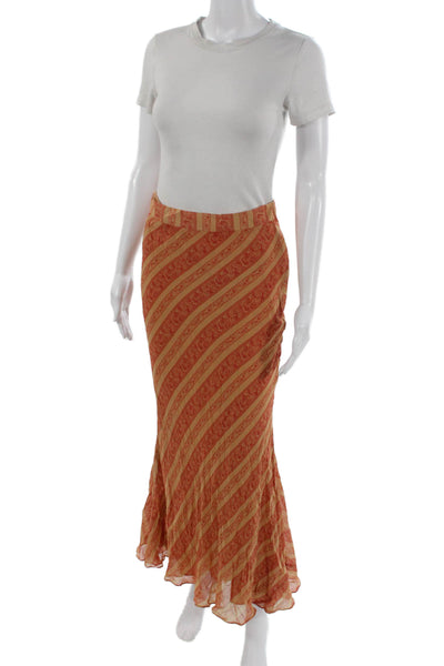 Elizabeth & James Women Beige Paisley Maxi Trumpet Skirt Size 2
