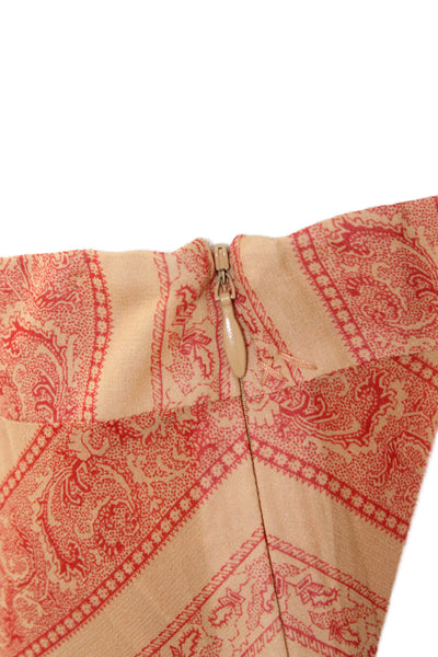 Elizabeth & James Women Beige Paisley Maxi Trumpet Skirt Size 2