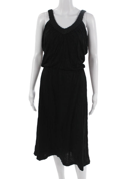 Banana Republic Women Black V-Neck Tank Dress Rayon Knee-Length Size XS