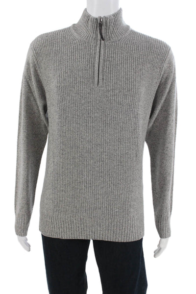 Rodd & Gunn Mens Gray Extrafine Lambswool Mock Neck Pullover Zip Size L