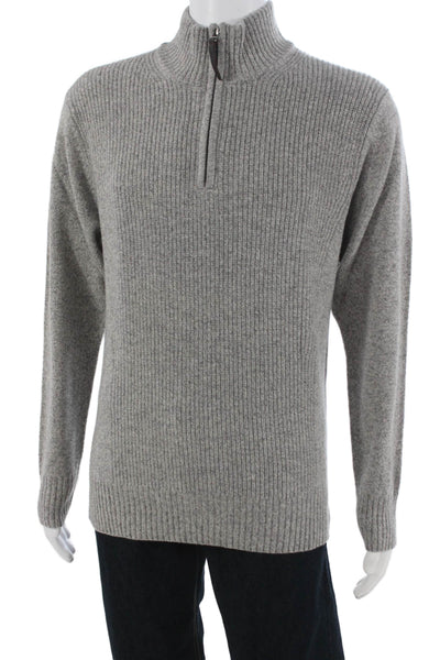 Rodd & Gunn Mens Gray Extrafine Lambswool Mock Neck Pullover Zip Size L