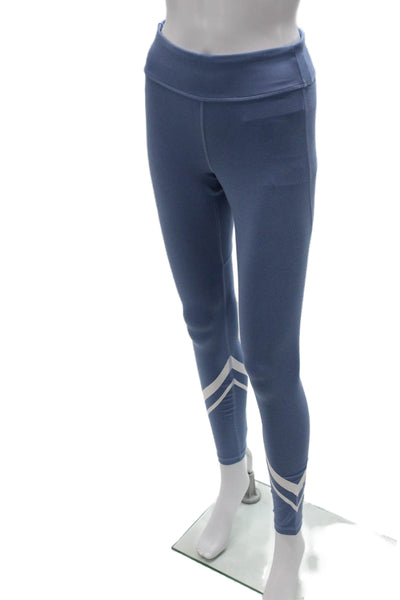 Tory Sport Womens Striped Ankle Leggings Blue Sports Polyester Elastane Size S