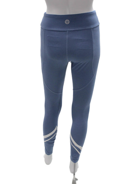 Tory Sport Womens Striped Ankle Leggings Blue Sports Polyester Elastane Size S