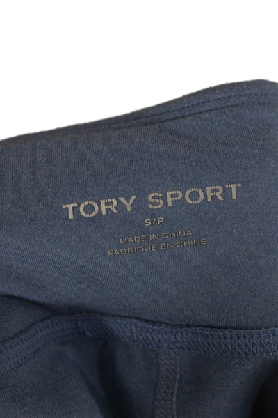 Tory Sport Womens Striped Ankle Leggings Blue Sports Polyester Elastane Size S