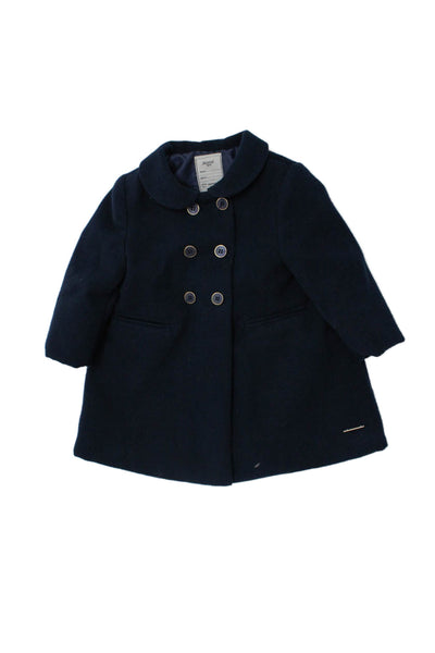 Mayoral Girls Collared Long Sleeves Double Breast Coat Navy Blue Size 24 M