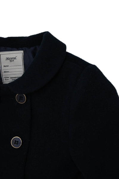 Mayoral Girls Collared Long Sleeves Double Breast Coat Navy Blue Size 24 M