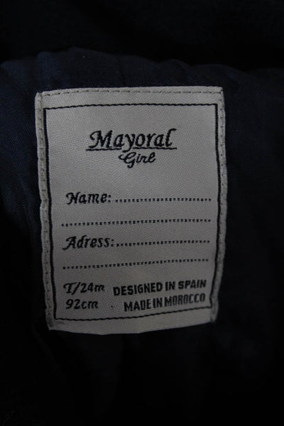 Mayoral Girls Collared Long Sleeves Double Breast Coat Navy Blue Size 24 M
