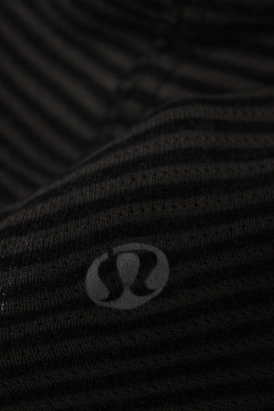 Lululemon Women Basic Striped Black Long Sleeve Round Neck Top Size L