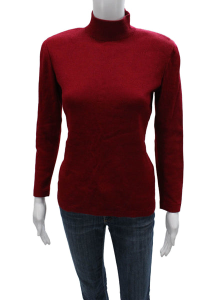 Designer Unisex Red Mockneck Wool Rayon Pullover Sweater Long Sleeve Zip Size PP