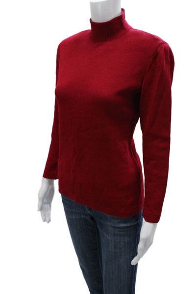 Designer Unisex Red Mockneck Wool Rayon Pullover Sweater Long Sleeve Zip Size PP