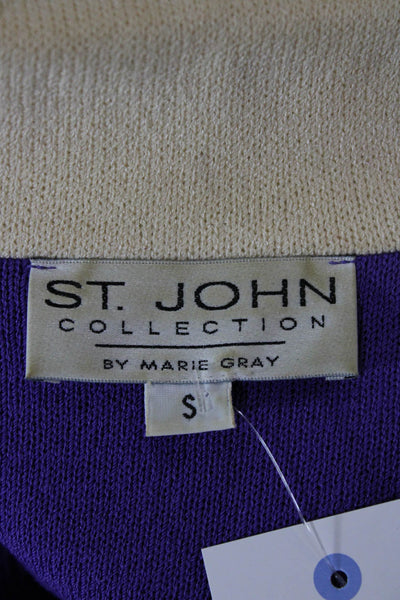 St. John Collection By Marie Gray Women Bomber Jacket Beige Wool Blend Size S