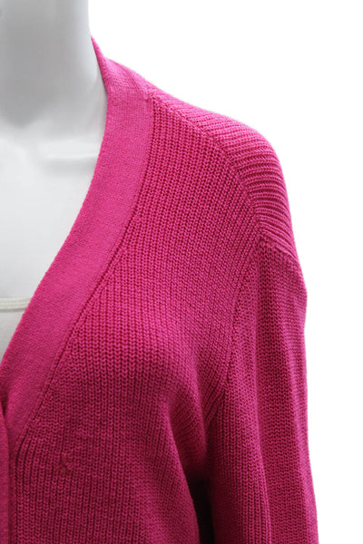 St. John Womens Pink Wool V-Neck Button Cardigan Long Sleeve Size PP