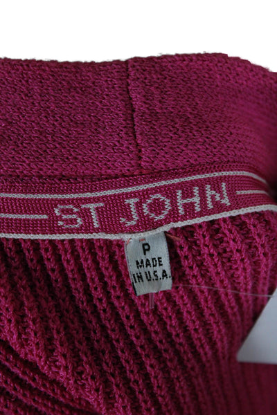 St. John Womens Pink Wool V-Neck Button Cardigan Long Sleeve Size PP