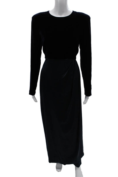 Carolina Herrera Women Black Maxi Sheath Dress Long Sleeve Zip Size 12