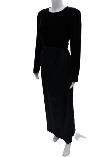 Carolina Herrera Women Black Maxi Sheath Dress Long Sleeve Zip Size 12