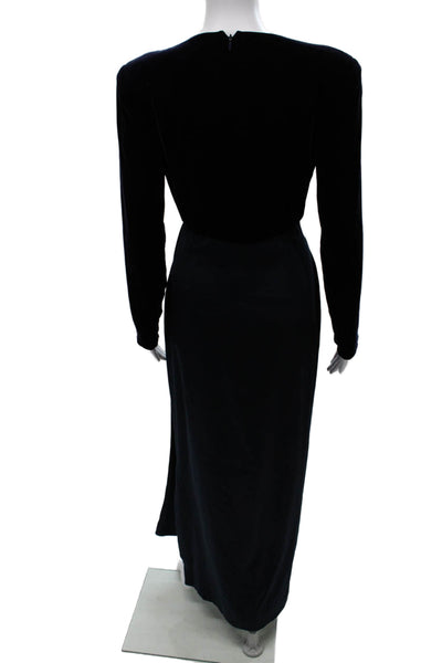 Carolina Herrera Women Black Maxi Sheath Dress Long Sleeve Zip Size 12