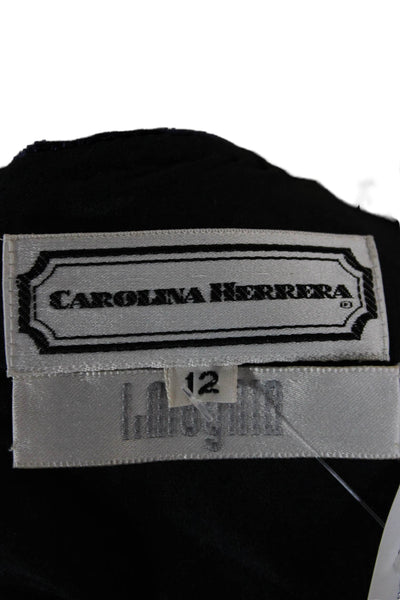 Carolina Herrera Women Black Maxi Sheath Dress Long Sleeve Zip Size 12